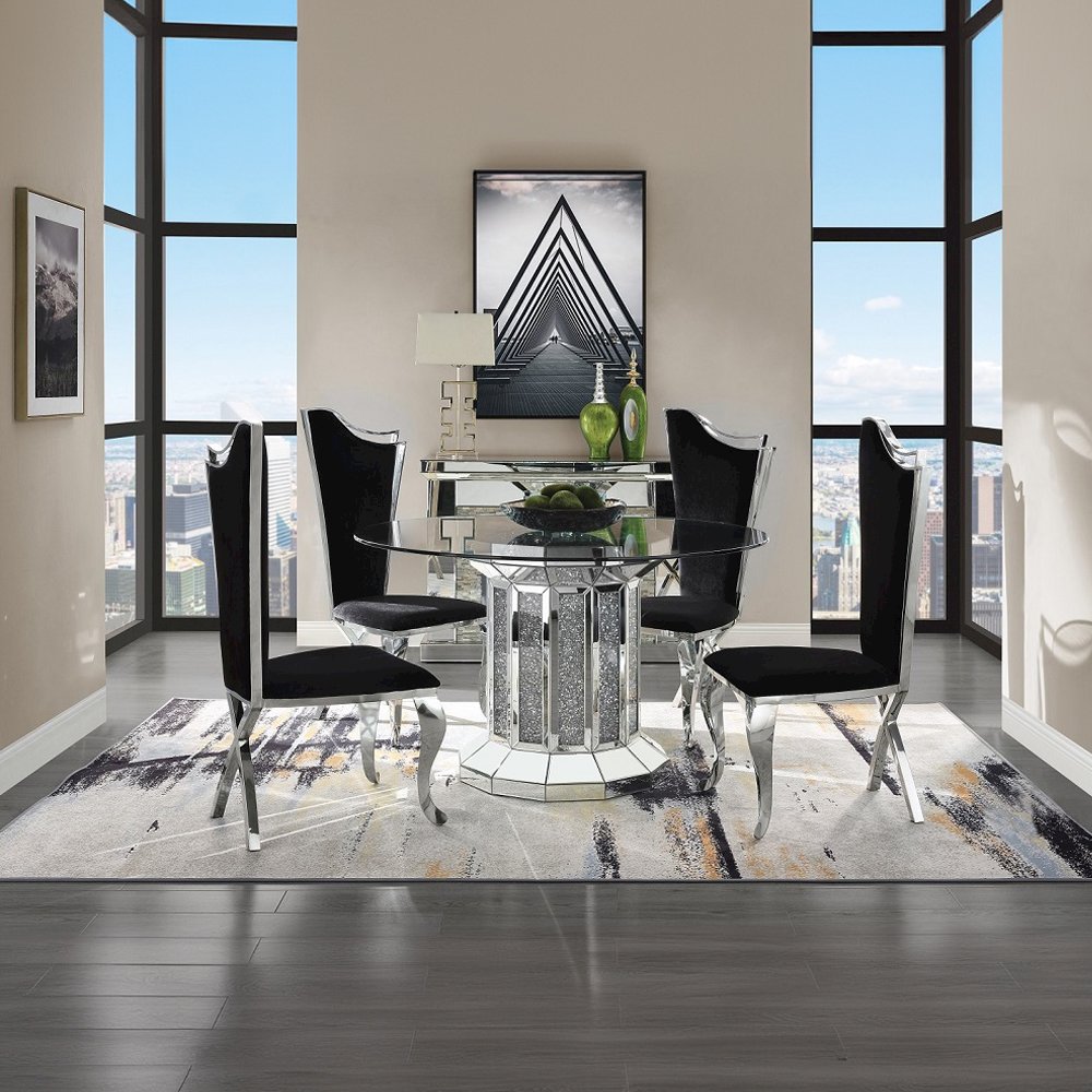 Cyrene Side Chair (Set-2), Fabric & Stainless Steel