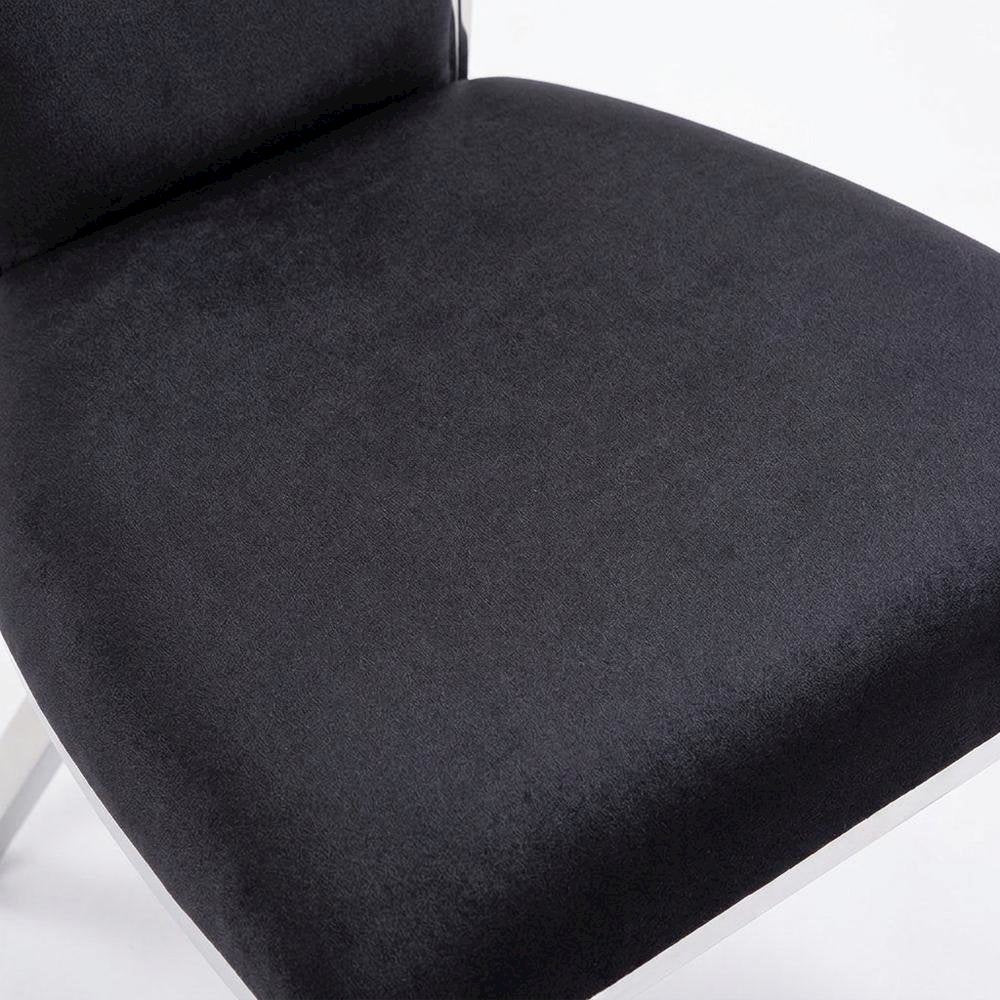 Fabric Armless Glam Dining Side Chair, Fabric & Stainless Steel, Set of 2
