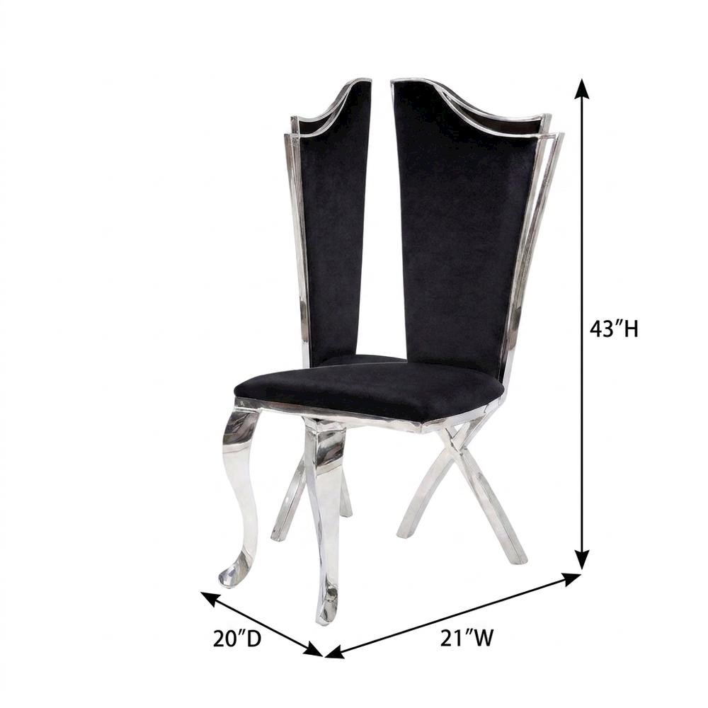Fabric Armless Glam Dining Side Chair, Fabric & Stainless Steel, Set of 2
