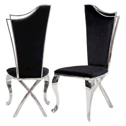Fabric Armless Glam Dining Side Chair, Fabric & Stainless Steel, Set of 2