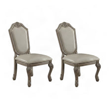 PU Leather Dining Side Chairs, Synthetic Leather & Antique White, Set of 2