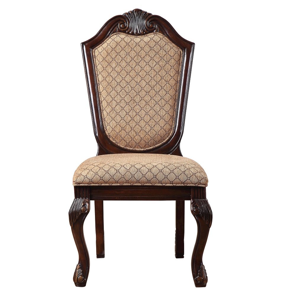 Chateau De Ville Side Chair (Set-2), Fabric & Espresso