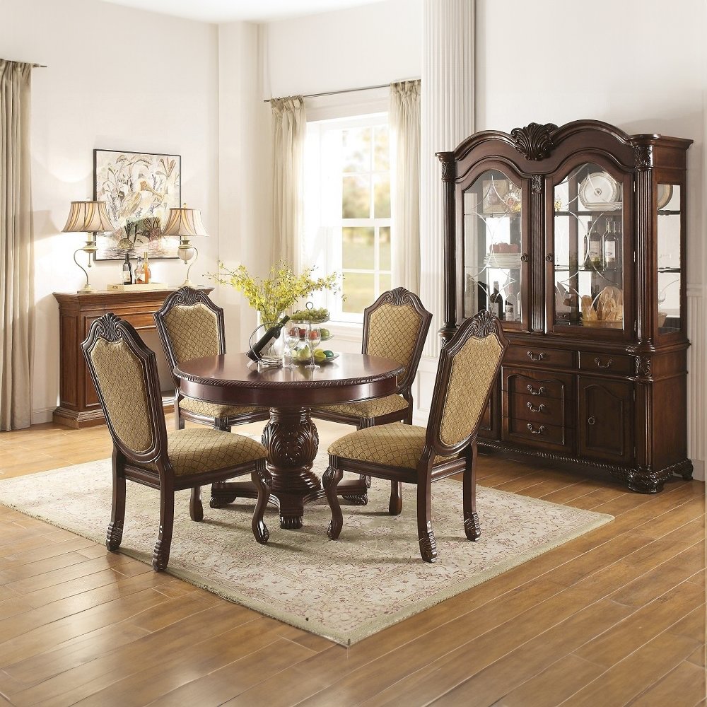 Chateau De Ville Side Chair (Set-2), Fabric & Espresso