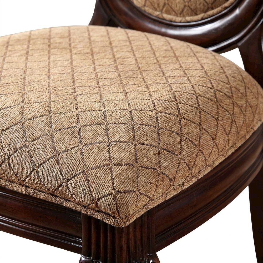 Fabric-Upholstered Rubber Wood Armless Side Chair, Fabric & Espresso, Set of 2