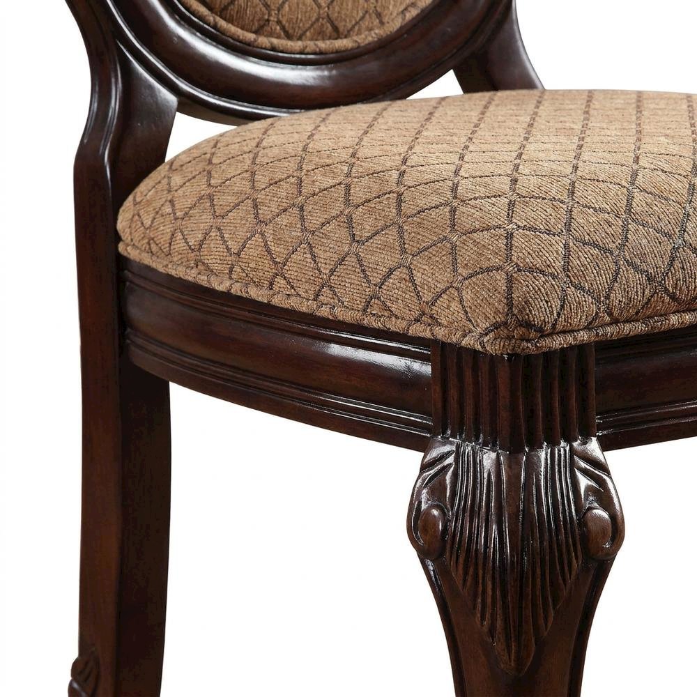 Fabric-Upholstered Rubber Wood Armless Side Chair, Fabric & Espresso, Set of 2
