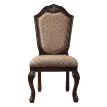 Fabric-Upholstered Rubber Wood Armless Side Chair, Fabric & Espresso, Set of 2