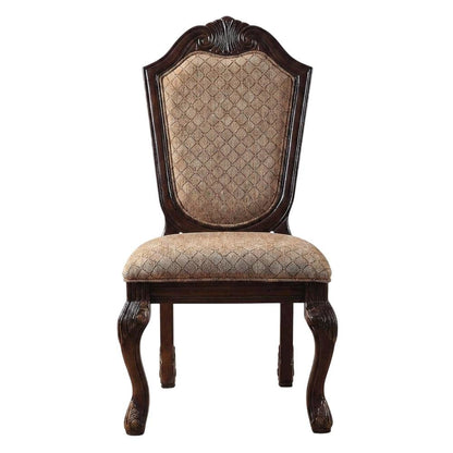 Fabric-Upholstered Rubber Wood Armless Side Chair, Fabric & Espresso, Set of 2