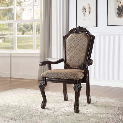 Chateau De Ville Arm Chair (Set-2), Fabric & Espresso