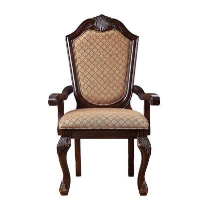 Chateau De Ville Arm Chair (Set-2), Fabric & Espresso