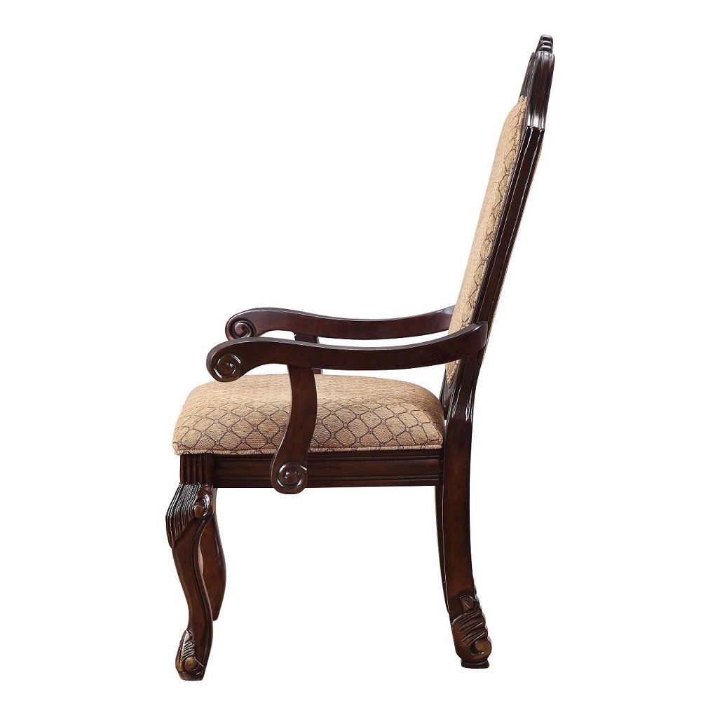 Chateau De Ville Arm Chair (Set-2), Fabric & Espresso