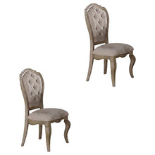 Fabric Dining Chairs with Wood Veneer Frame, Beige Fabric & Antique Taupe, Set of 2
