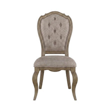 Fabric Dining Chairs with Wood Veneer Frame, Beige Fabric & Antique Taupe, Set of 2
