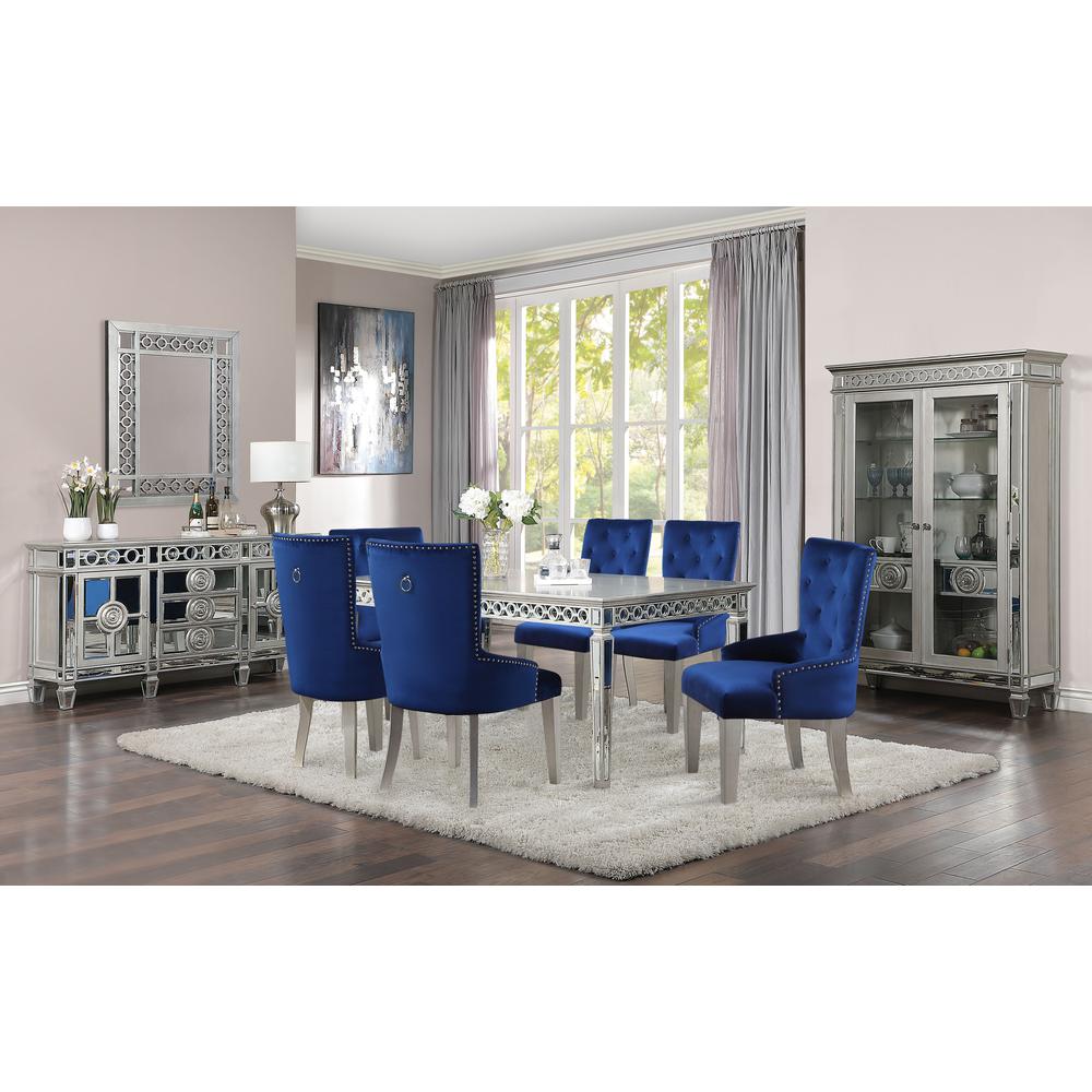 Varian Dining Table (90"L), Mirrored & Antique Platinum