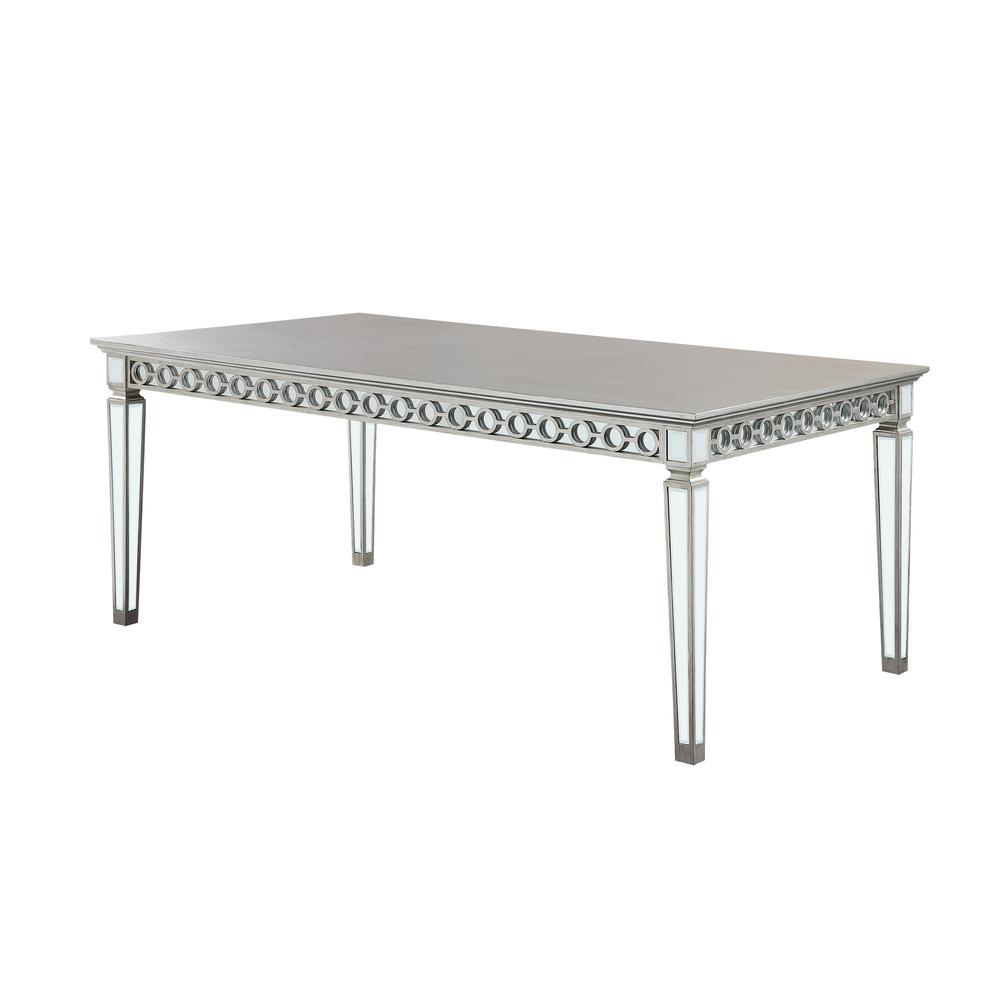 Varian Dining Table (90"L), Mirrored & Antique Platinum