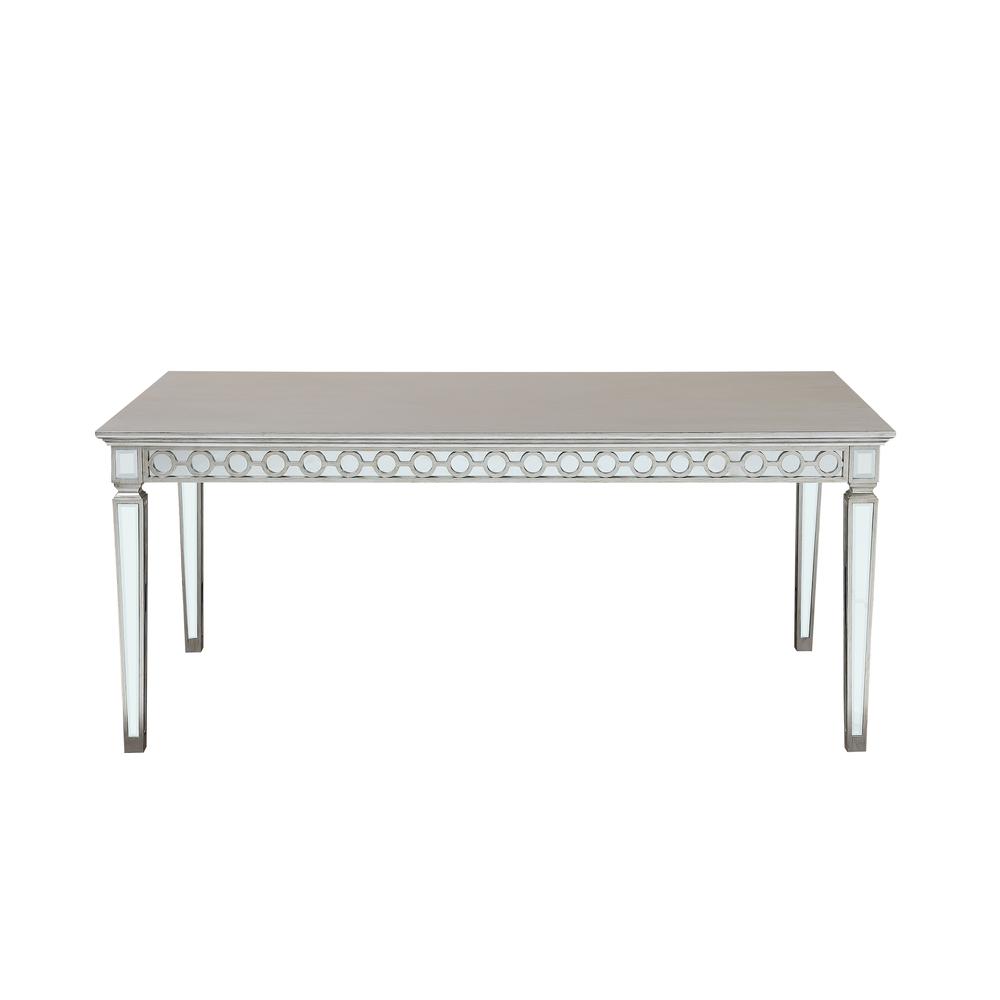 Varian Dining Table (90"L), Mirrored & Antique Platinum