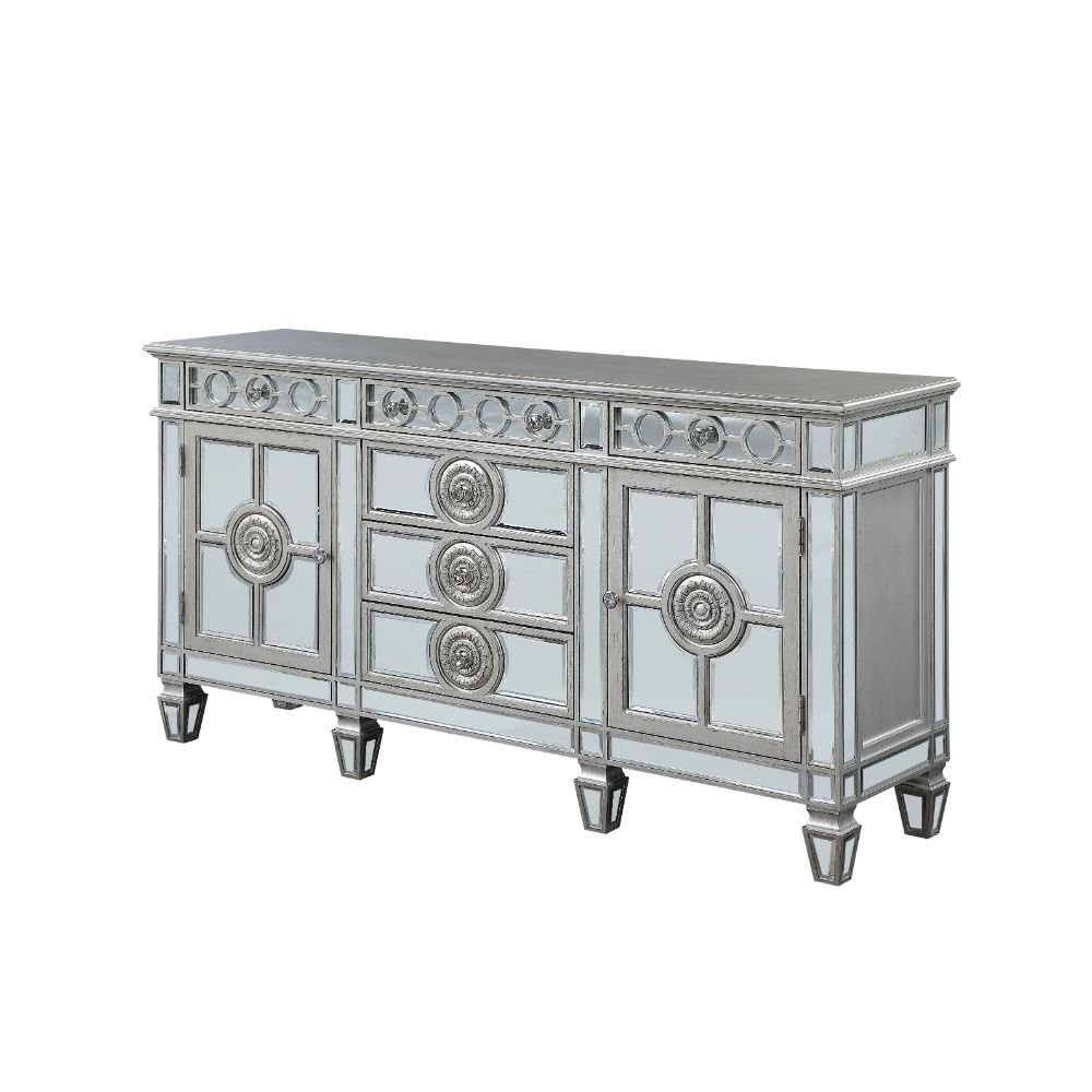 Varian Server, Mirrored & Antique Platinum