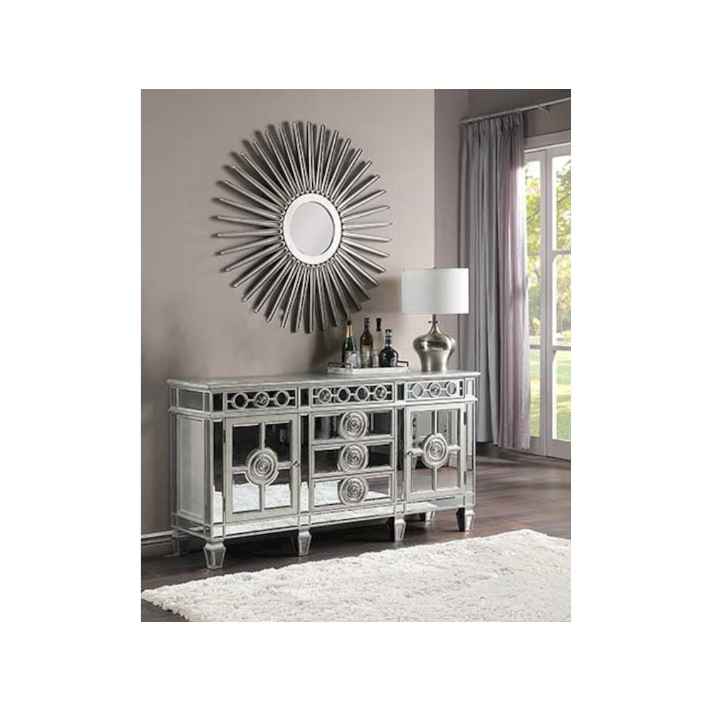 Varian Server, Mirrored & Antique Platinum