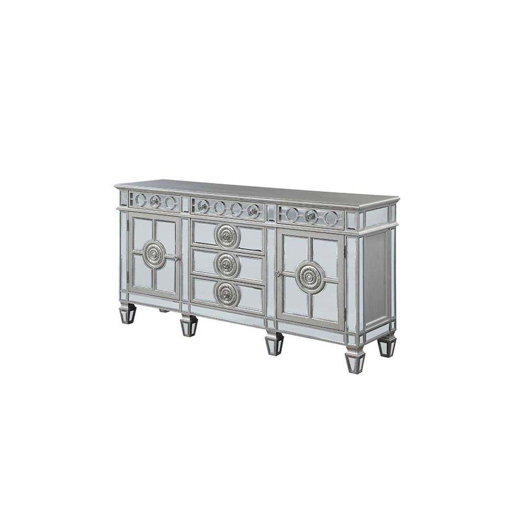 Varian Server, Mirrored & Antique Platinum