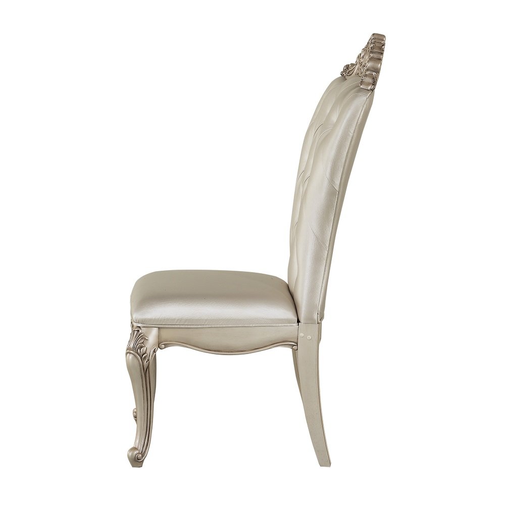 Gorsedd Side Chair (Set-2), Cream Fabric & Golden Ivory