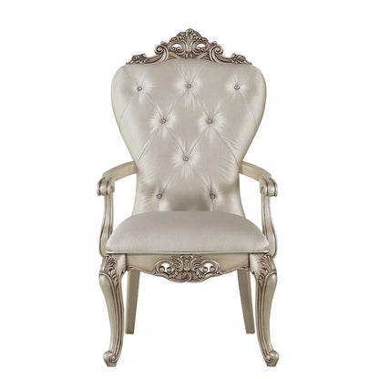 Gorsedd Arm Chair (Set-2), Cream Fabric & Golden Ivory