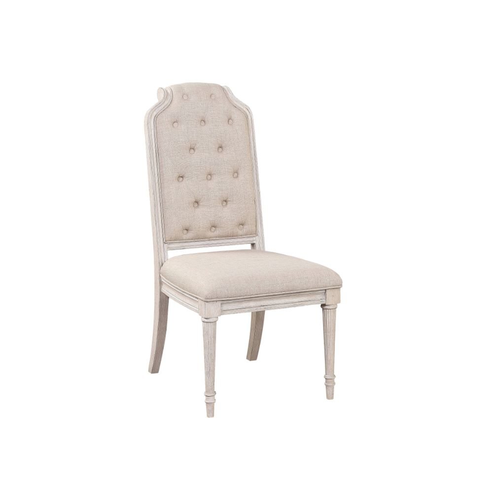 Wynsor Side Chair (Set-2), Fabric & Antique Champagne