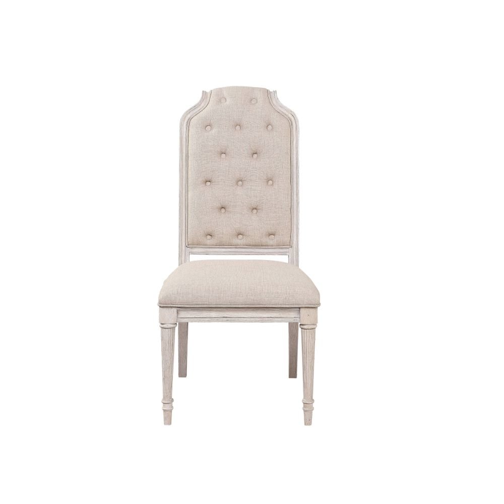 Wynsor Side Chair (Set-2), Fabric & Antique Champagne
