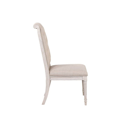 Wynsor Side Chair (Set-2), Fabric & Antique Champagne