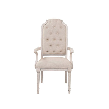 Wynsor Arm Chair (Set-2), Fabric & Antique Champagne