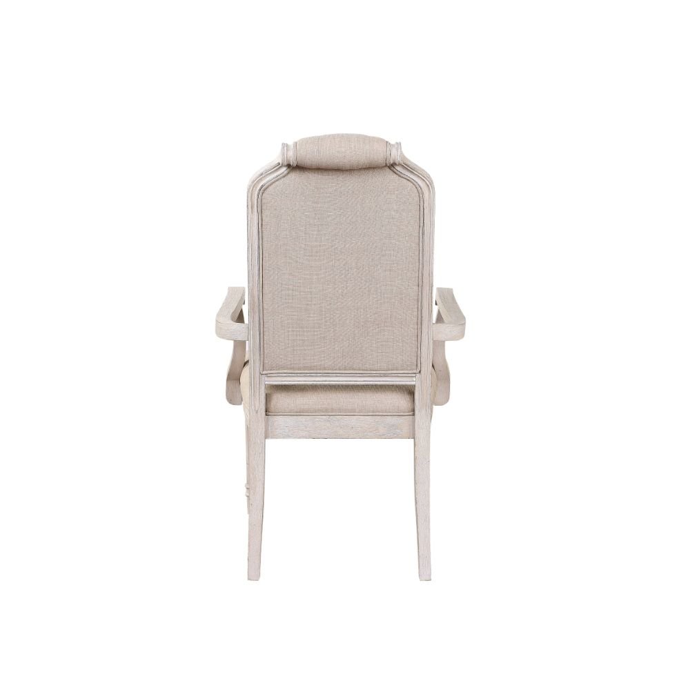 Wynsor Arm Chair (Set-2), Fabric & Antique Champagne