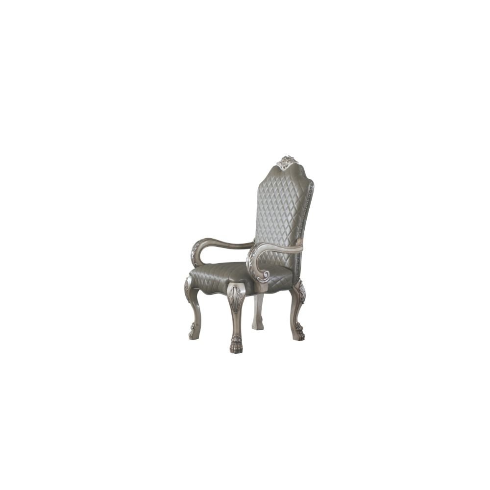 Dresden Arm Chair (Set-2), Vintage Bone White & Leatherette