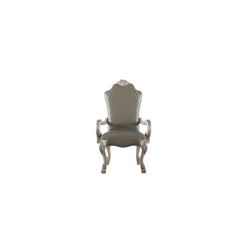 Dresden Arm Chair (Set-2), Vintage Bone White & Leatherette