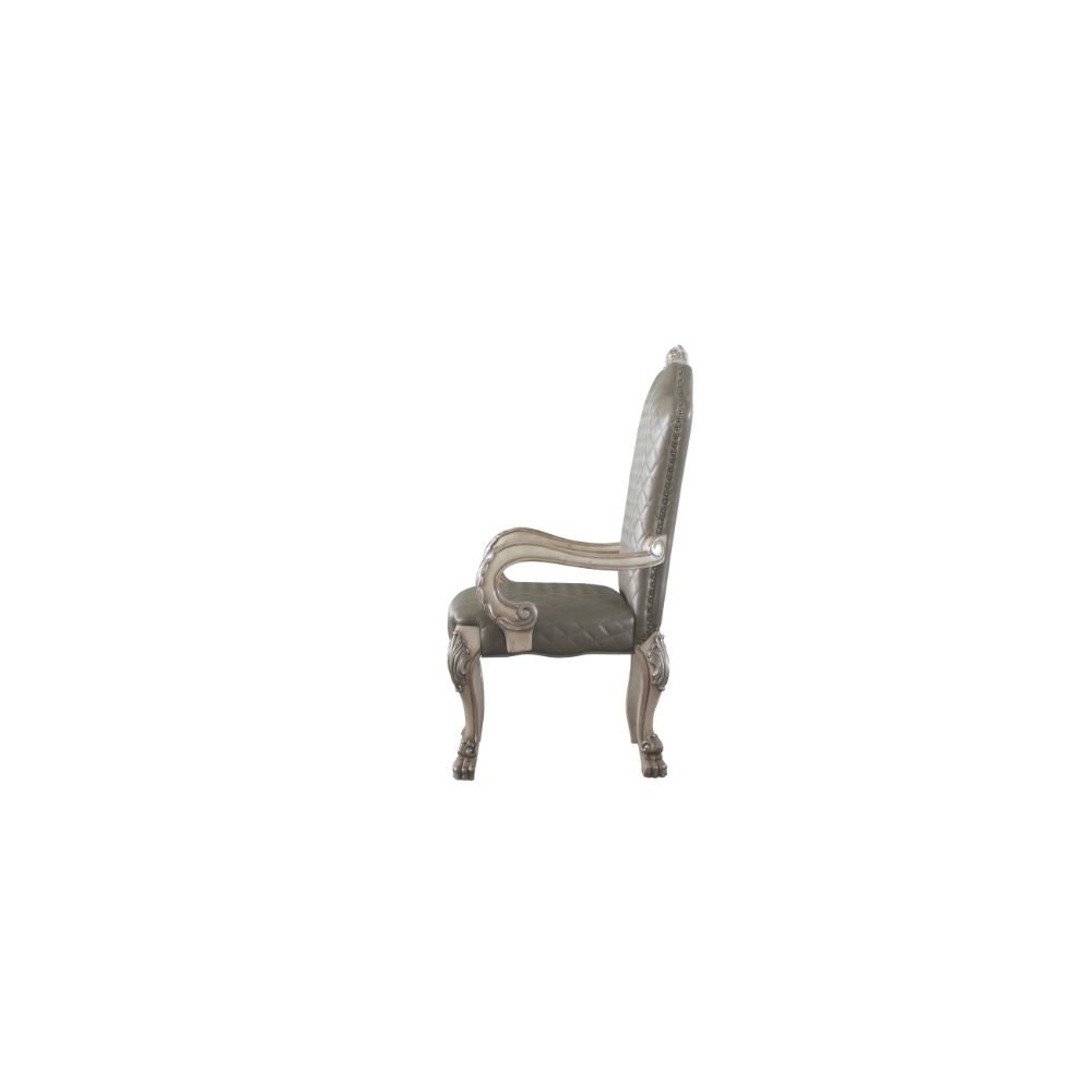 Dresden Arm Chair (Set-2), Vintage Bone White & Leatherette