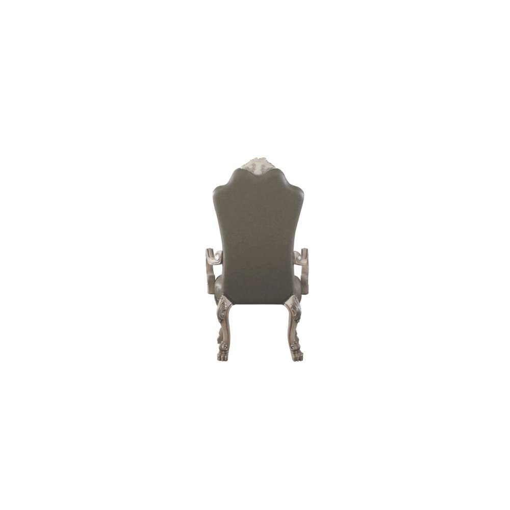 Dresden Arm Chair (Set-2), Vintage Bone White & Leatherette