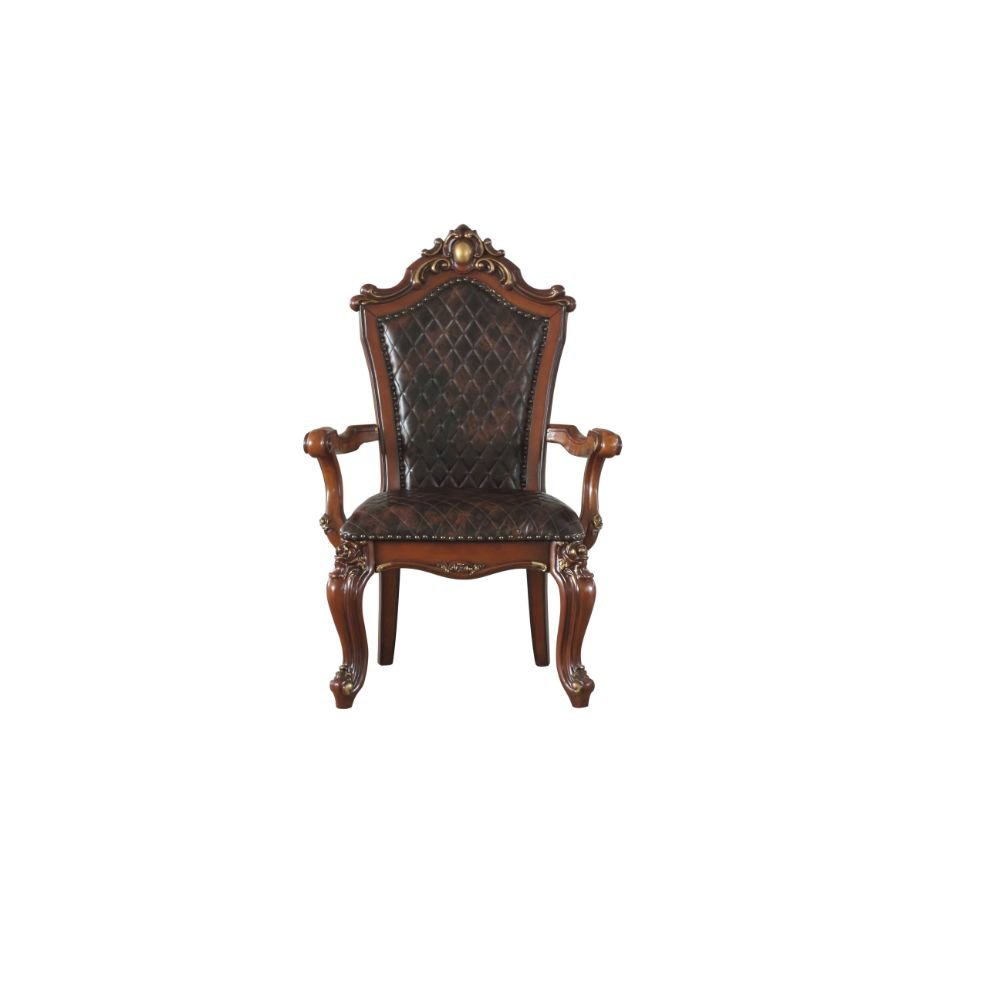 Picardy Arm Chair (Set-2), Honey Oak & Leatherette
