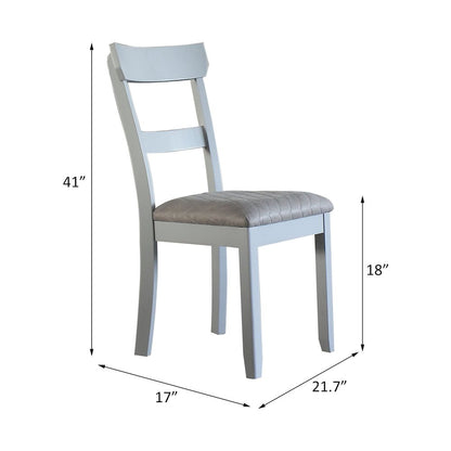 House Marchese Side Chair (Set-2), Two Tone Gray Fabric & Pearl Gray