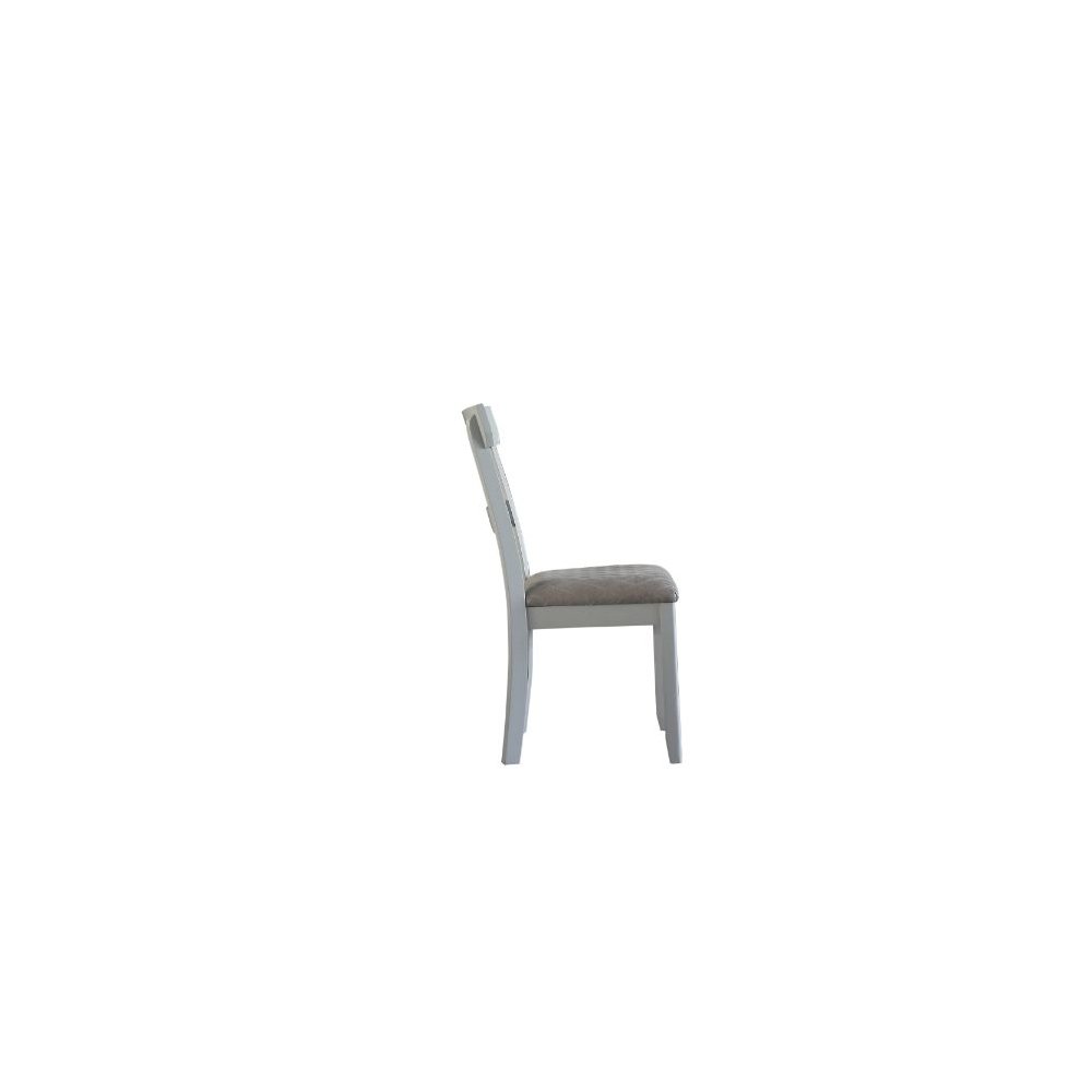 House Marchese Side Chair (Set-2), Two Tone Gray Fabric & Pearl Gray