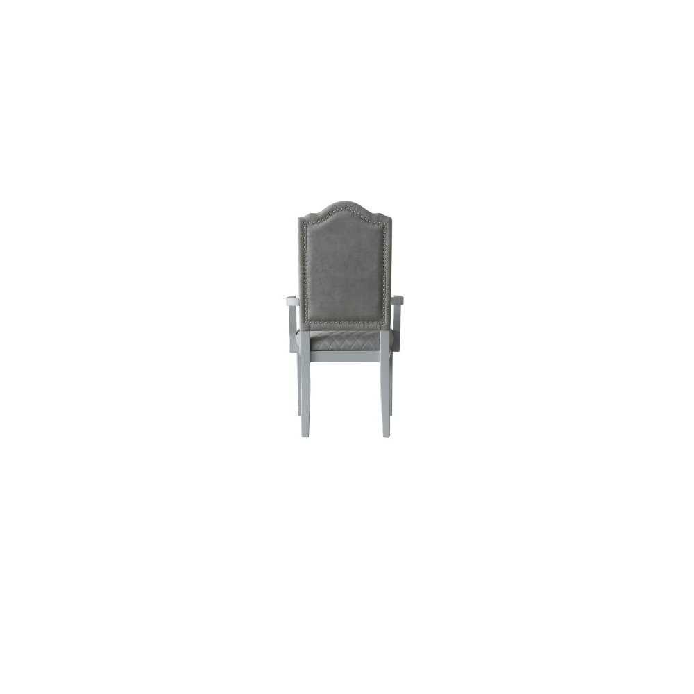 House Marchese Arm Chair (Set-2), Two Tone Gray Fabric & Pearl Gray
