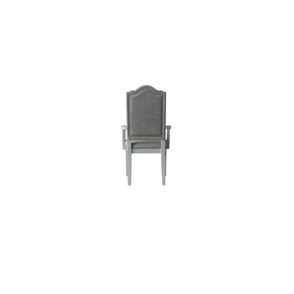 House Marchese Arm Chair (Set-2), Two Tone Gray Fabric & Pearl Gray