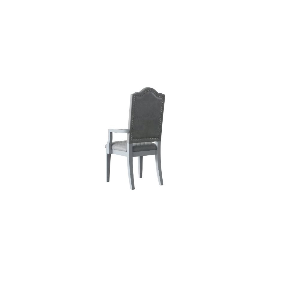 House Marchese Arm Chair (Set-2), Two Tone Gray Fabric & Pearl Gray