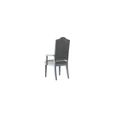 House Marchese Arm Chair (Set-2), Two Tone Gray Fabric & Pearl Gray