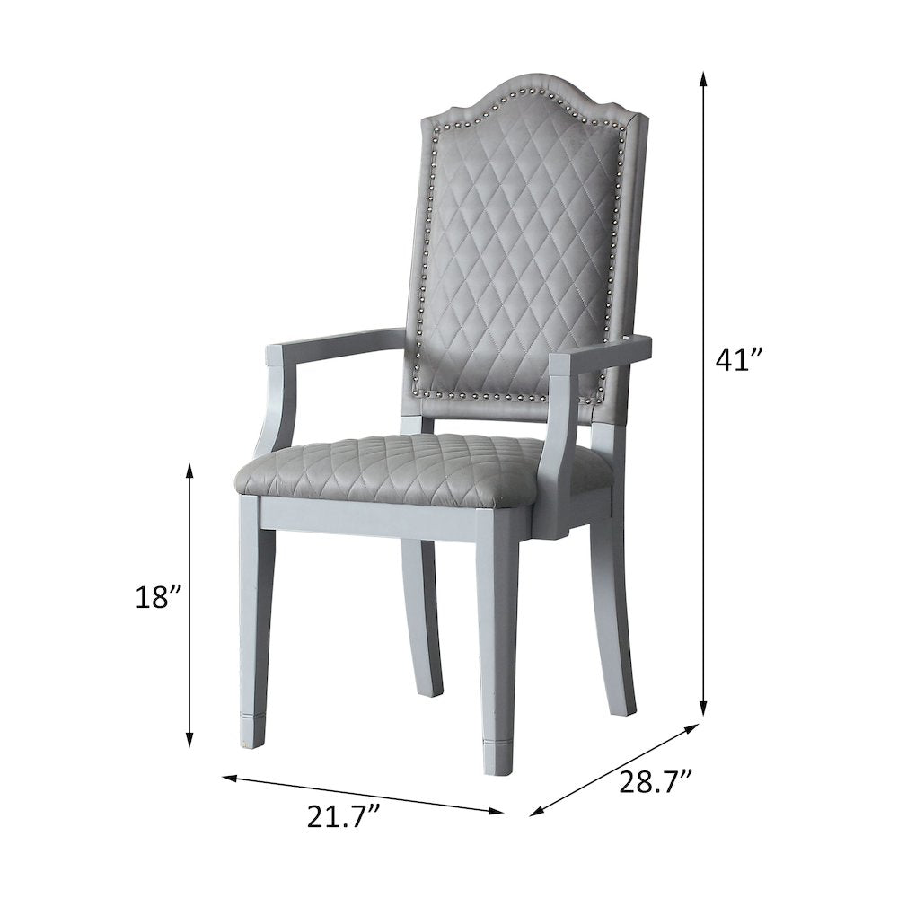 House Marchese Arm Chair (Set-2), Two Tone Gray Fabric & Pearl Gray