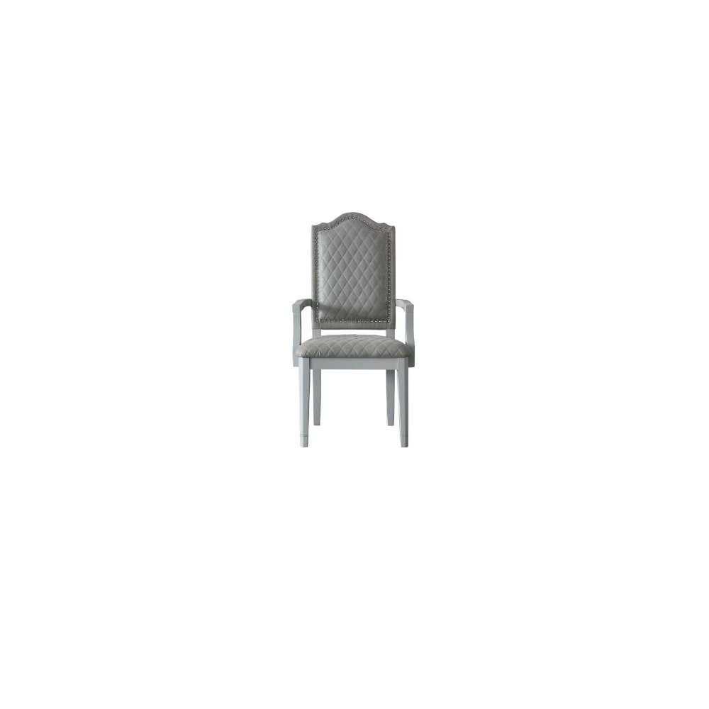House Marchese Arm Chair (Set-2), Two Tone Gray Fabric & Pearl Gray