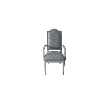 House Marchese Arm Chair (Set-2), Two Tone Gray Fabric & Pearl Gray
