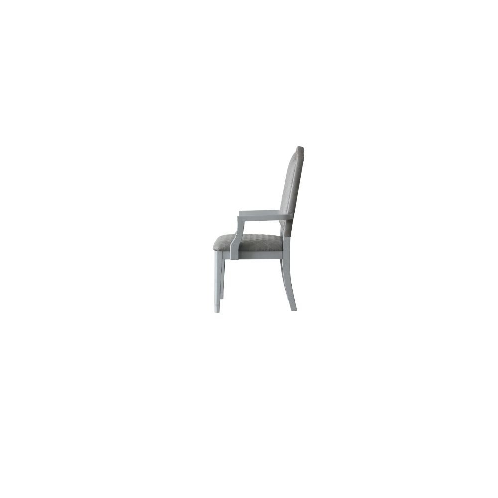 House Marchese Arm Chair (Set-2), Two Tone Gray Fabric & Pearl Gray