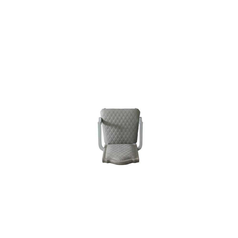 House Marchese Arm Chair (Set-2), Two Tone Gray Fabric & Pearl Gray