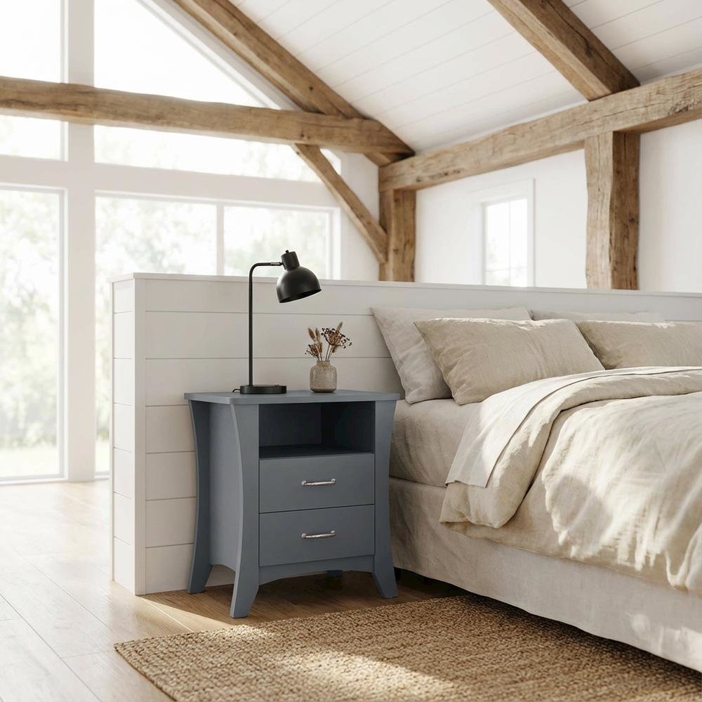 Gray Finish Nightstand with Transitional Style and Ample Clearance