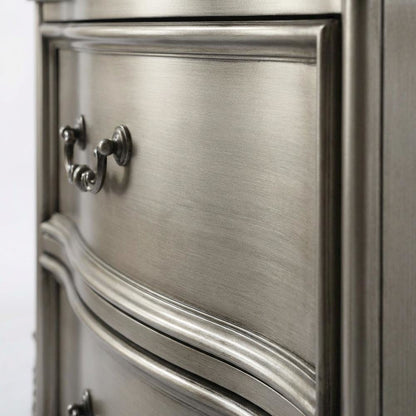 Gray Nightstand with Antique Finish, Transitional Style, Rectangular