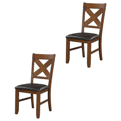 Dining Chairs with Walnut Wood Legs, Espresso Synthetic Leather & Walnut, Set of 2