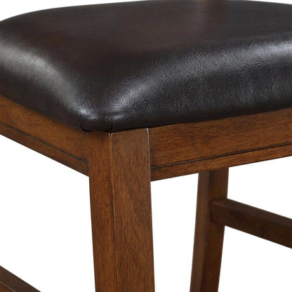 Dining Chairs with Walnut Wood Legs, Espresso Synthetic Leather & Walnut, Set of 2