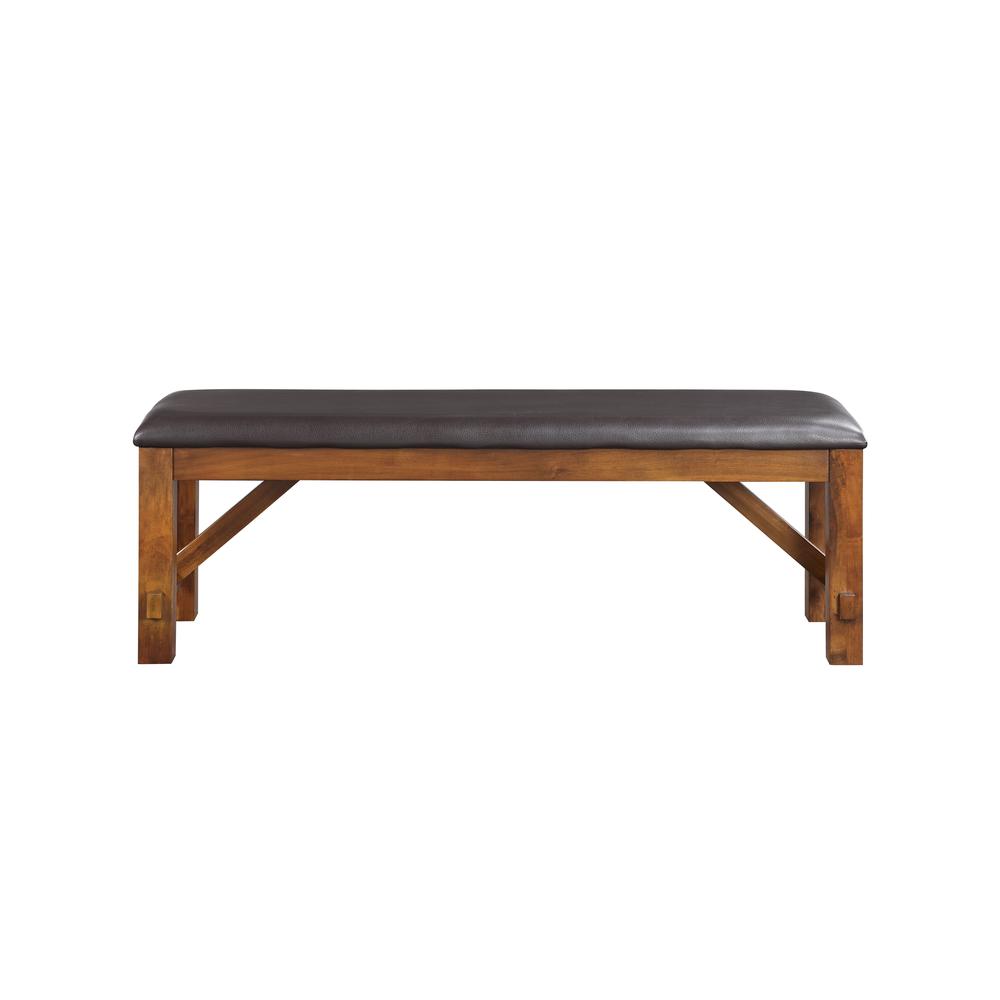 ApoLo Bench, Espresso Leatherette & walnut